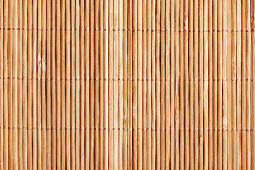 Wooden lines pattern background. Table mat closeup texture. Asian bamboo sticks backdrop.