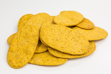 heap of carrot and spelt cracker - triticum spelta