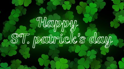 Happy St. Patrick's Day green Shamrock Leaves background. Patrick's Day backdrop with growing clover leaf extreme close-up. Patrick Day pub party background