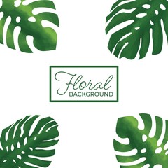 Leaf floral watercolour green vector background