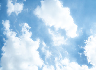 The fluffy vast blue sky and clouds sky