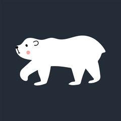 Cute kids hand drawn nursery poster with polar bear animal. Color vector illustration.