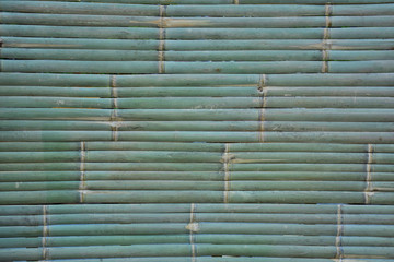 Green bamboo fence arranged horizontally for background.