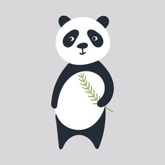Cute kids hand drawn nursery poster with panda bear animal. Color vector illustration.