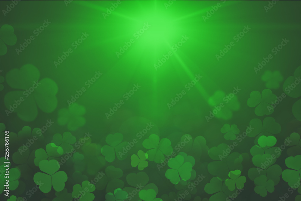 Aufkleber st. patrick's day green shamrock leaves background. patrick's day backdrop with growing clover leaf 