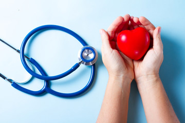 Healthcare concept on blue