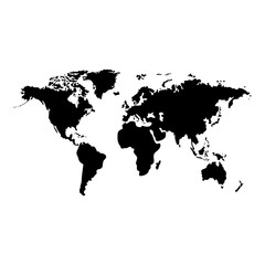 World map vector, isolated on white background. Flat Earth, gray map template for web site pattern, anual report, inphographics. Travel worldwide, map silhouette backdrop.