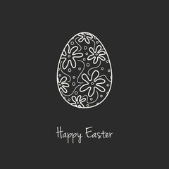 Greeting card with cute easter egg and wishes. Vector