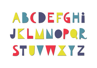 Vector fun papercut colorful uppercase alphabet