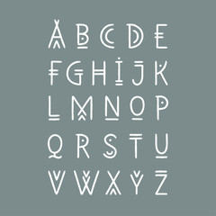Vector alphabet set. Capital letters in geometric line art style. For hipster theme, trendy posters