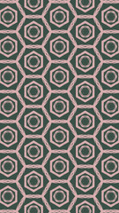 Ornate geometric pattern and two-tone abstract background