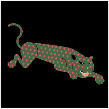 leaping leopard flat illustration