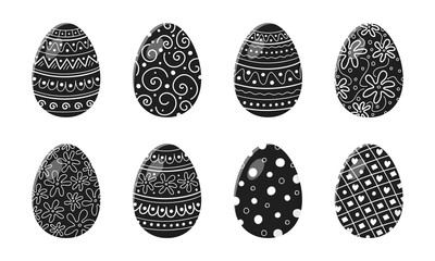 Hand drawn Easter eggs - set. Vector