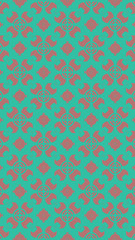 Ornate geometric pattern and two-tone abstract background