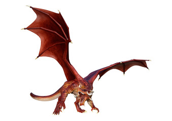 3D Rendering Fairy Tale Dragon on White