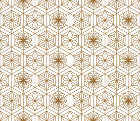 Seamless japanese pattern shoji kumiko in golden.