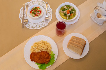 several dishes on the table