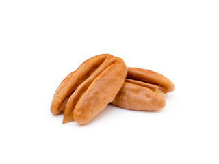 Fresh pecan nuts isolated on a white background