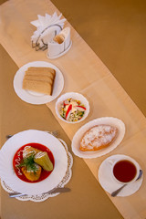 several dishes on the table