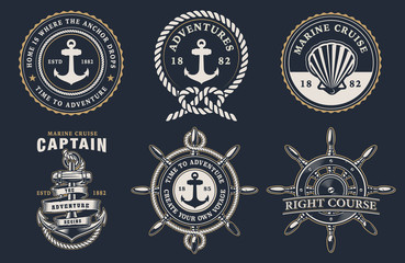 Obraz premium Set of marine badges