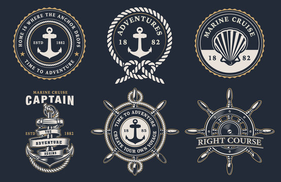 Set of marine badges