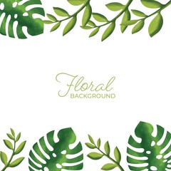 Leaf floral watercolour green vector background