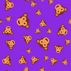 Seamless pattern of monkey head