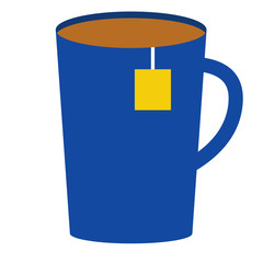 blue cup of tea flat simple illustration