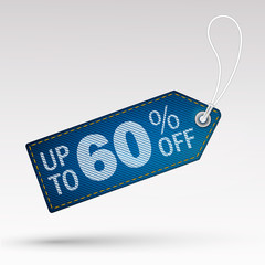 Discount offer price label, symbol for advertising campaign in retail, sale promo marketing, 60%