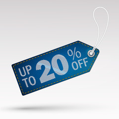 Discount offer price label, symbol for advertising campaign in retail, sale promo marketing, 20%