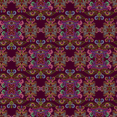 Seamless colorful indian pattern . Classic ethnic ornament, vector clipart.