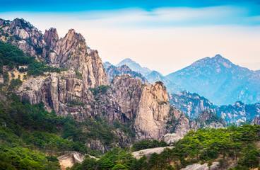 Huangshan (Yellow Mountains), a mountain range in southern Anhui Province in eastern China. It is a UNESCO World Heritage Site, and one of China's major tourist destinations.