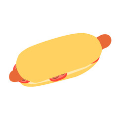 Hot dog with tomatoes