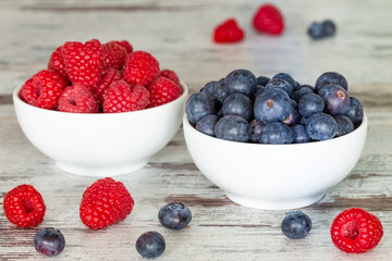 Forest fruit, raspberries and berries, delicious seasonal fruits
