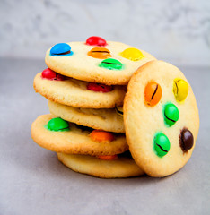 Shortbread cookies with multi colored candy