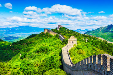 De Chinese muur. Badaling Sectie van de Grote Muur, gelegen in Peking, China.
