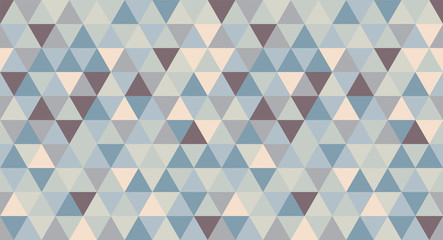 Retro pattern with beige, blue and grey triangles. Abstract geometric vector gradient mosaic backdrop. Geometric hipster triangular background.