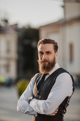Fototapeta premium Handsome bearded businessman in Zrenjanin