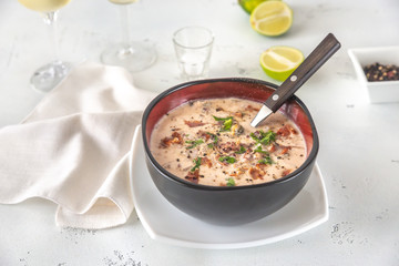 Bowl of clam chowder