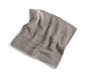 Soft towel isolated on white, top view