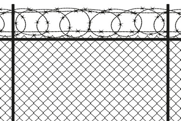 Fence with  barbed wire illustration. Vector. Isolated.