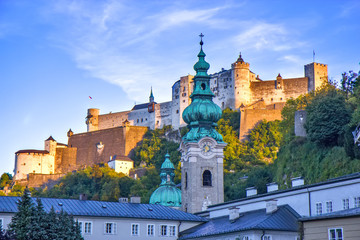 Fototapeta na wymiar Beautiful view of Salzburg Hohensalzburg fortress, Salzburg, Salzburger Land, Austria