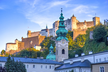 Fototapeta premium Beautiful view of Salzburg Hohensalzburg fortress, Salzburg, Salzburger Land, Austria