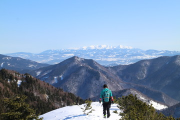 Fototapeta na wymiar On the top of Malý Rozsutec 1 343 m in Malá Fatra mountains, Slovakia