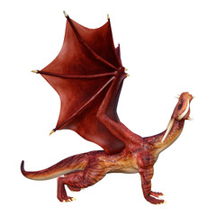 3D Rendering Fairy Tale Dragon on White