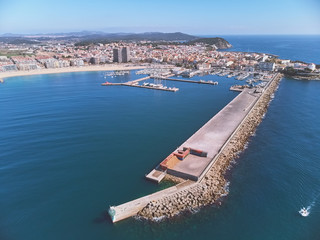 Fototapeta na wymiar Aerial drone picture from small town Palamos from Spain, in Costa Brava