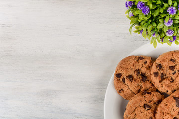 Chocolate chip cookies whit copyspace
