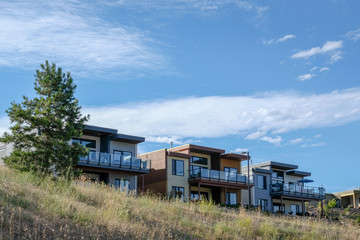 Houses facing Skaha lake in Penticton, British Columbia, Canada