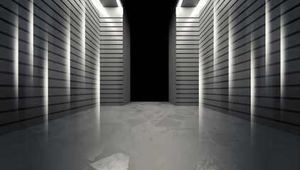 Background of empty room with concrete floor and walls. Spotlight, smoke