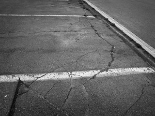 Parking lots pavement in black and white